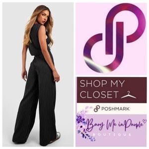 WIDE LEG PINSTRIPED TROUSERS